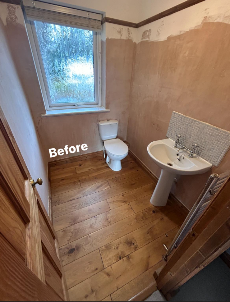 Subway-tiled shower room & WC refit Before
