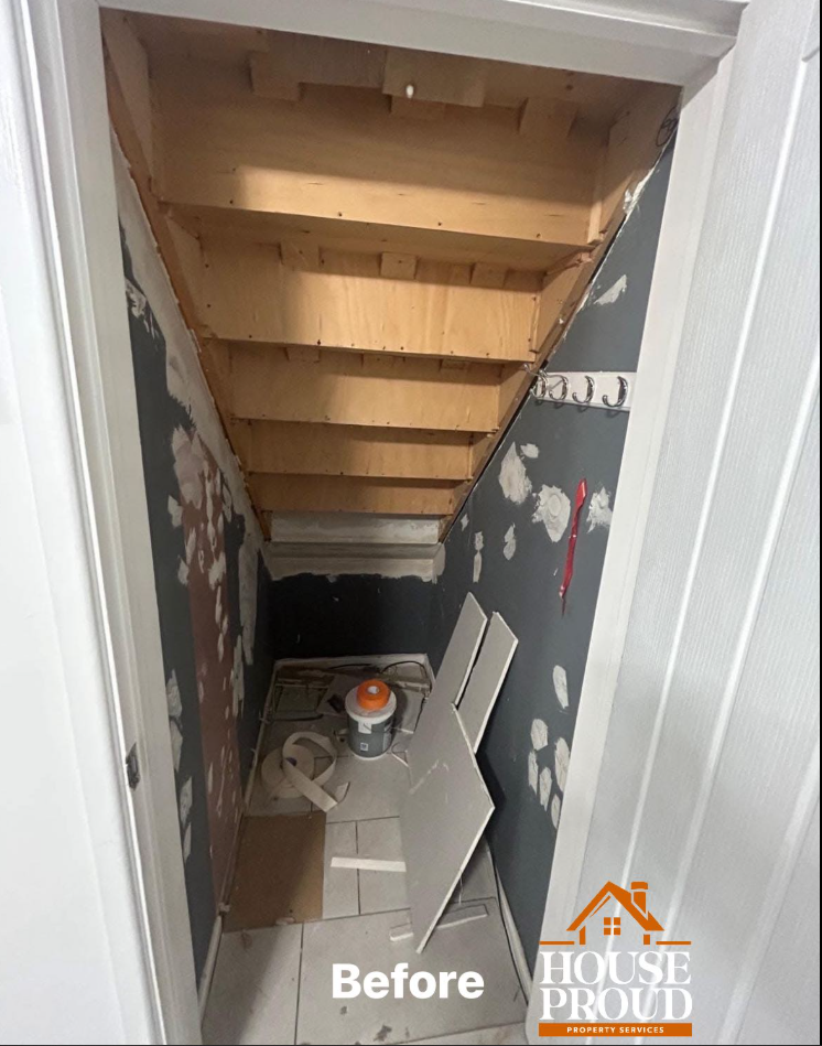 Understairs office makeover Before