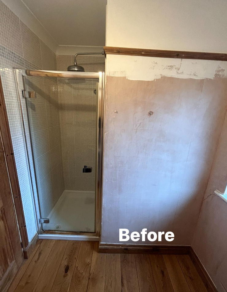 Subway-tiled shower room & WC refit Before