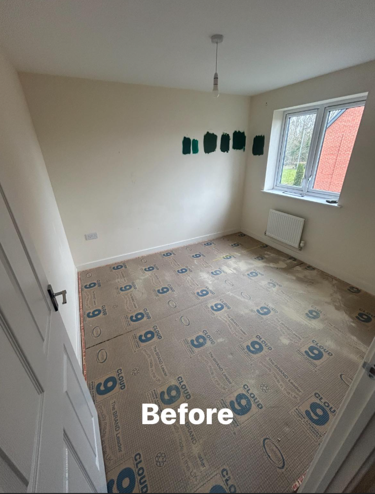 Forest green bedroom transformation Before