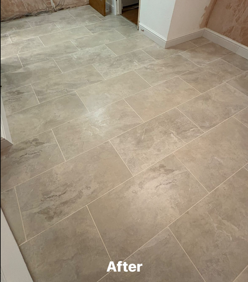 Cream floor tiling transformation After